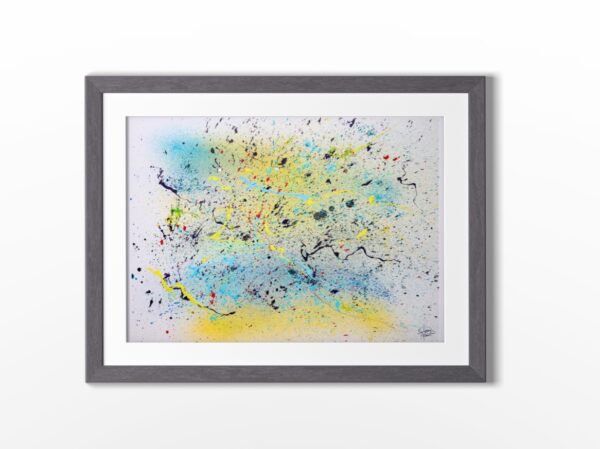 Danse estivale - Œuvre abstraite originale sur papier encadrée