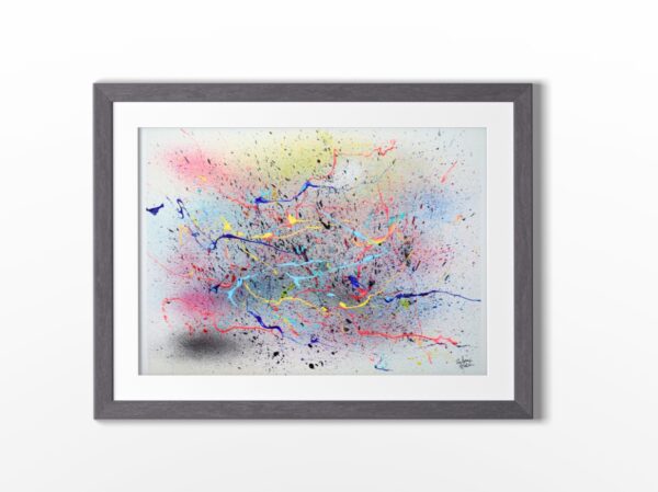 Le reflet de mon âme - Œuvre abstraite originale sur papier encadrée