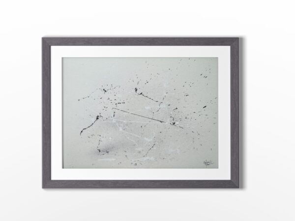Un Splash En Hiver - Œuvre abstraite originale sur papier encadrée