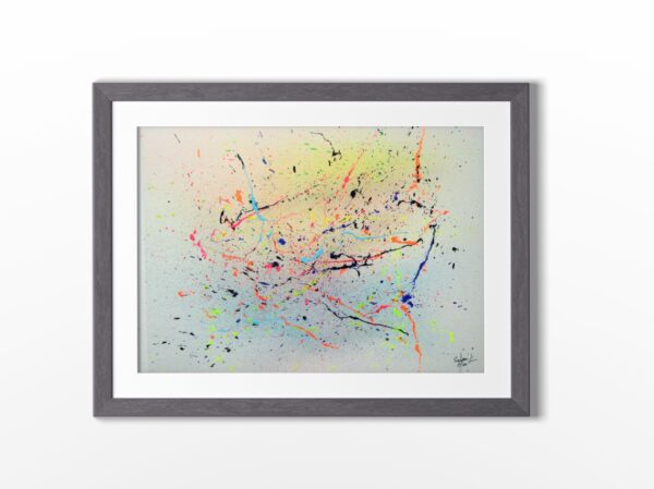 Une envie de faire la fête - Œuvre abstraite originale sur papier encadrée