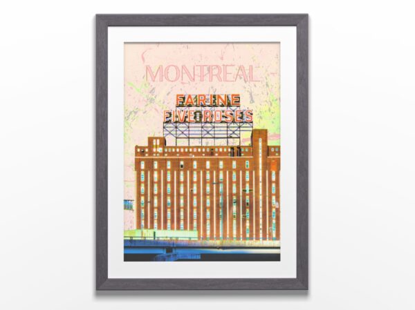 Affiche Montréal artistique encadré - Five Roses Crépuscule