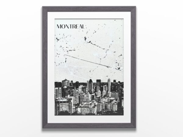 Affiche Montréal artistique encadré - Le Centre Ville en Hiver