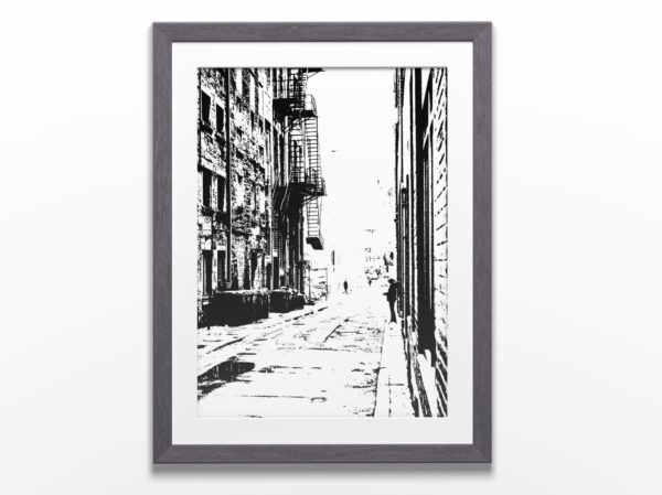 Affiche artistique noir et blanc - Rue de Longueuil BW cadre
