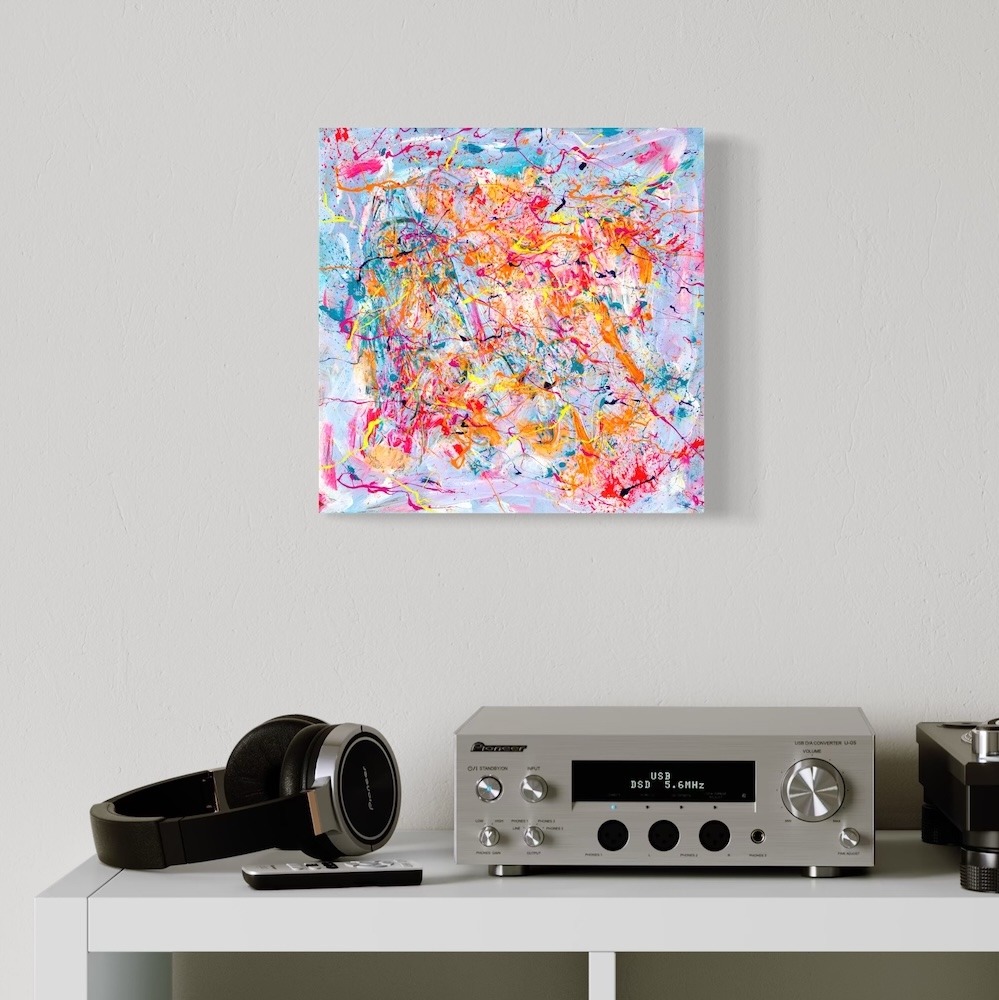 Tableau abstrait coloré de l'artiste Sylvain Martin à Montréal - Se lancer dans un bureau
