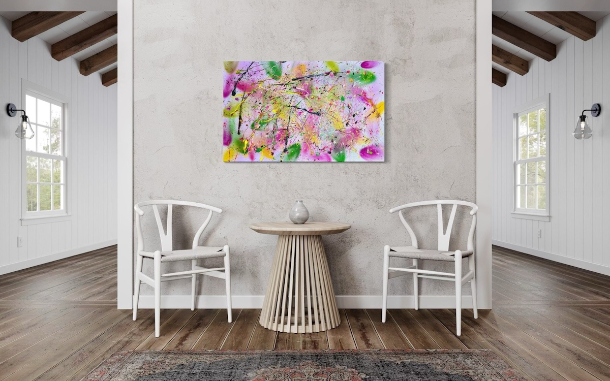 Photo de l'œuvre d'art abstrait expressionnisme de l'artiste Sylvain Martin à Montréal - Champs d'espoir dans un bureau Photo de l'œuvre d'art abstrait expressionnisme de l'artiste Sylvain Martin à Montréal - Champs d'espoir dans un bureau