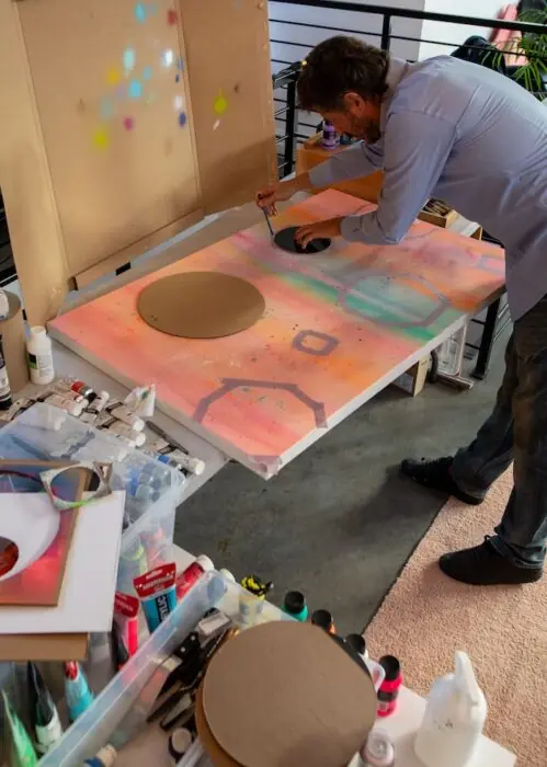 Photo Sylvain Martin artiste visuel art abstrait en action